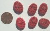 6 18x14x6mm Red Cinnabar Floral Ovals